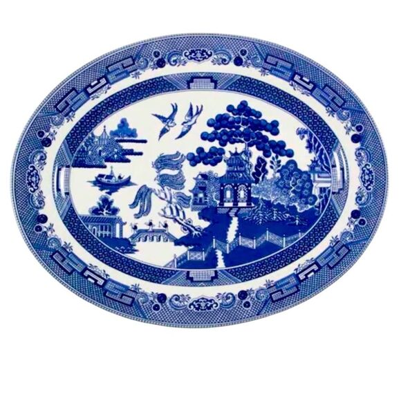 Willow Blue Made in England Oval Platter - Excellent Vintage Condition - Picture 2 of 13